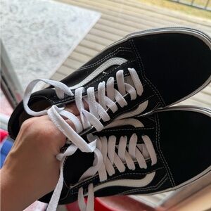 Vans Black and White Lace-Up Sneakers